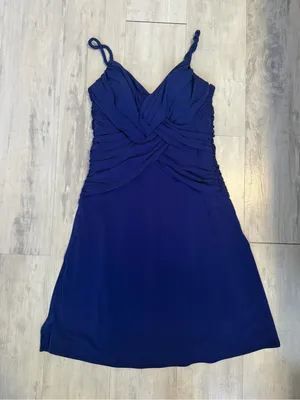 Laundry by Shelli Segal Royal Blue Twisted V-Neck Dress thumbnail 1
