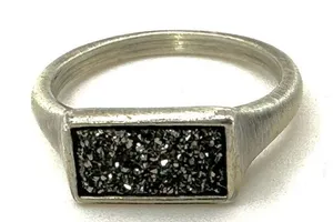 Kendra Scott black druzy   silver plated  ring thumbnail 1