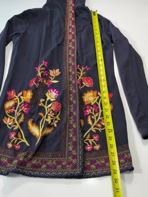 Lucky Brand Lucky Lotus Navy Embroidered Hooded Longline Jacket thumbnail 3