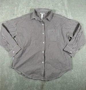 Women's Victoria Secret PINK striped Button Up Shirt NWT Xs‎ thumbnail 1
