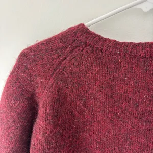 Vintage Abercrombie & Fitch Wool Cropped Sweater Burgundy Red Yellow Stripes thumbnail 7