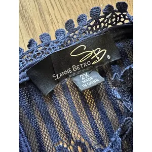 SUZANNE BETRO Navy Blue Lace Bodice Pleated Dress Women's Size XL -‎ NWT $100 thumbnail 3