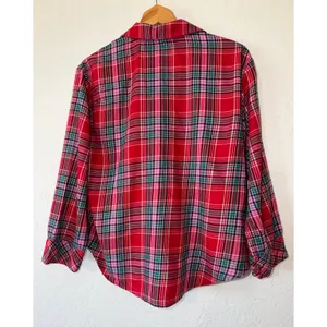 Victoria's Secret Plaid Flannel Pajama Set Size M Short Red Holiday Lurex EUC‎ thumbnail 2