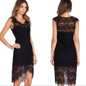 Free People Peekaboo Scalloped Lace Slip Dress‎ in Black Size Small thumbnail 2