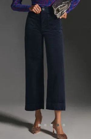 Maeve by Anthropologie The Colette Black Corduroy Cropped Pants Size 31 thumbnail 1