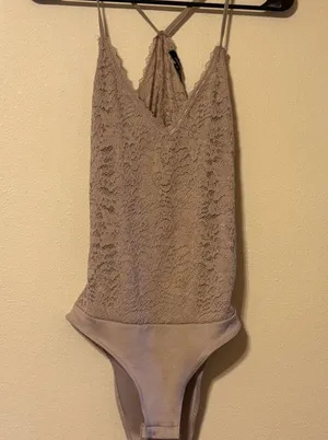 Ambiance Lace Bodysuit in Tan thumbnail 1