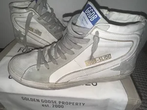 New Golden Goose Slide Classic White Gray Sneakers Size 10 thumbnail 1