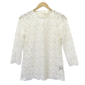 NWT Altar’d State Grace Lace Blouse Small Ivory Sheer Scalloped Romantic Top thumbnail 2