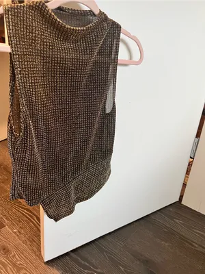SheIn Sleeveless Metallic Knit Tank Top - Gold/Black thumbnail 3