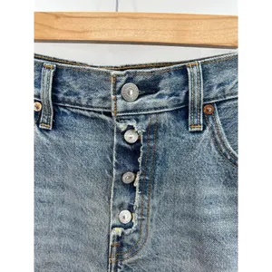 Levi’s 501 Jump Start Shorts Women 28 Blue Button Fly Raw Fray Hem Y2K Festival‎ thumbnail 5