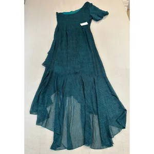 NWT Floret Studios | One Shoulder‎ Tiered High-Low Dress Green | Women's Size M thumbnail 3