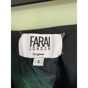 Farai London Olina Top Women's Green/Black Abstract V-Neck Tie Front Crop Top S thumbnail 2