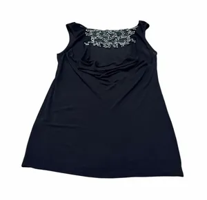 ALICE + OLIVIA sheer black tank with beaded details on back thumbnail 1