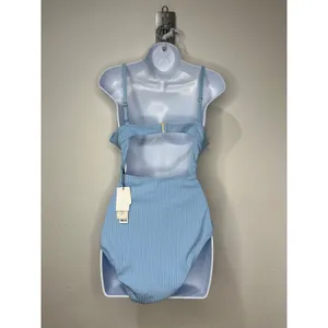 Sanctuary Swim Womens XL Blue Ribbed Cutout One Piece Swimsuit New‎ thumbnail 4