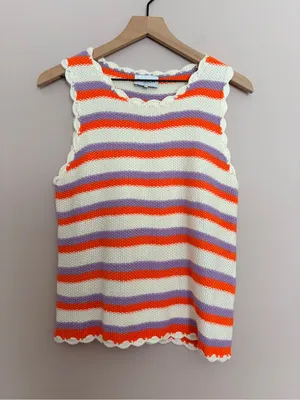 FRNCH Paris Striped Sleeveless Sweater Tank thumbnail 2