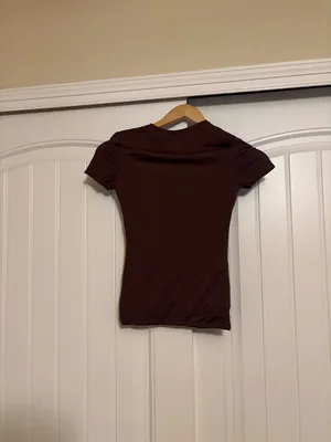 Victoria's Secret Pink Fitted T Shirt XS Xtra Small Chocolate Brown Polyamide thumbnail 3