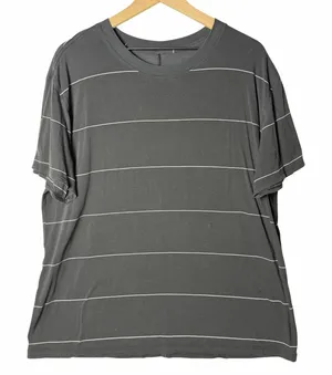 Lululemon All Yours Tee Black White Stripe Relaxed Fit Women’s size 10/12 thumbnail 1