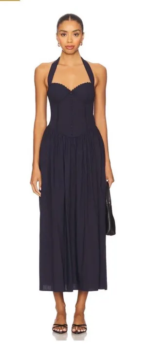 Runaway the Label Adeline Midi Dress in Navy thumbnail 1