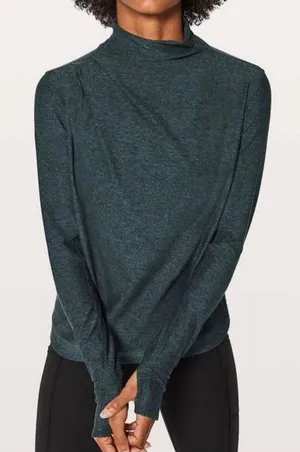 lululemon athletica Heathered Teal Long Sleeve Mock Neck Top 831 thumbnail 1