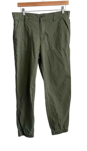 Gap Mid Rise Utility Twill Jogger Pants Olive Green Medium thumbnail 1