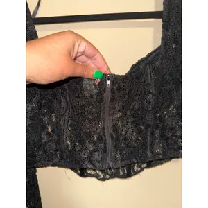 Black Lace Long Sleeve Corset Crop Top M Whimsigoth Dark Academia Festival thumbnail 4