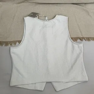 Jules & Leopold Button-Up Vest Women's Ivory Beige Button-Up Vest Size L Casual thumbnail 3