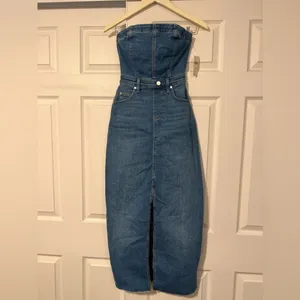 Pilcro Anthropologie $158 The Madi Front Slit Denim‎ Strapless Dress Western Y2K thumbnail 4