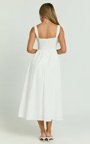 New Showpo Khari Midi Dress Linen Look Square A Line Dress Size 8 MSRP $119 thumbnail 8