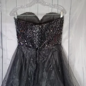 For your special day black strapless sequin mini dress thumbnail 8