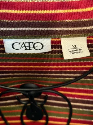 🎇🎇🎇3for 12$🎇🎇🎇Cato Striped Polo Top in Red, Olive & Brown-XL thumbnail 6