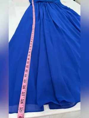Elegant Blue Chiffon Maxi Dress with Satin Waistband thumbnail 9