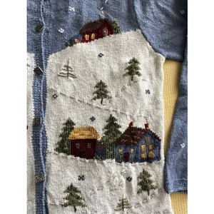 Vintage Northern Isles Cardigan Sweater Winter Village Grandmacore Cottagecore L thumbnail 3