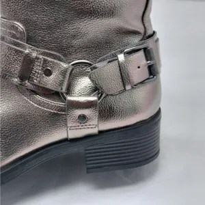 Dolce Vita Armonda Metallic Ankle Boots Womens 6 Silver Buckle Moto Biker Riding thumbnail 7