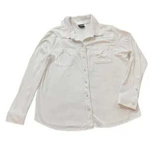 32 Degrees Heat White Soft Brushed Knit Button Down Shirt Pockets Medium Women's thumbnail 1