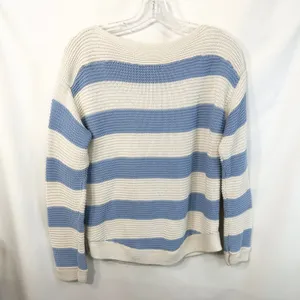 Lauren Ralph Lauren XL Sweater Blue White Striped Nautical Cotton Boat Neck 1354 thumbnail 2