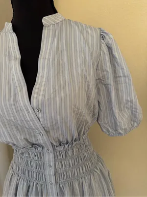 Sundays Cabo Dress Coastal Stripe Mini Dress Blue Stripe NWT thumbnail 8
