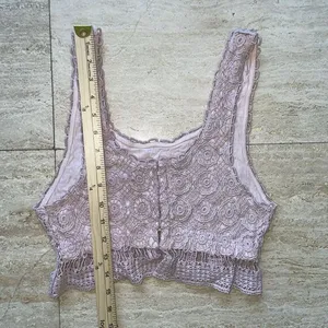 Wet Seal Lined Lace Crop‎ Tank Top Size M Boho Pink thumbnail 5