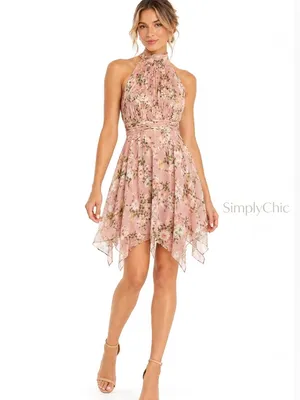 NWT Mac Duggal Ieena 70208 High Neck Floral Print Dress Pink Multi Size 0 thumbnail 15
