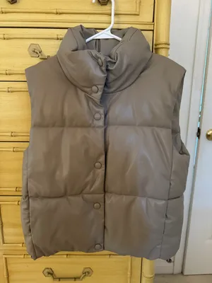 ZARA Tan Leather Vest thumbnail 1