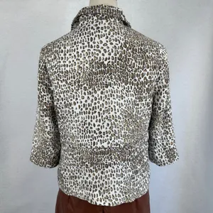 Pendleton Leopard Print Blazer Linen Women‎ Petite Small 3/4Sleeve Button Front thumbnail 3