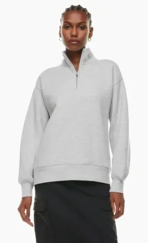 Aritzia TNA 1/4 zip Cozy Fleece Boyfriend Fit Sweatshirt Grey 2XS thumbnail 1
