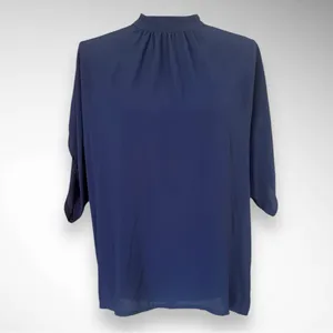EMERY ROSE Women's Navy Tie Back Batwing Sleeve High-Low Hem Top Large | EUC thumbnail 3