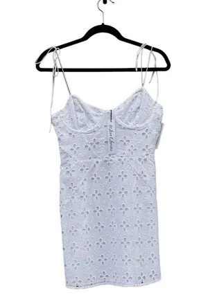 For Love And Lemons Picnic Mini Dress White Eyelet Revolve NWT Large thumbnail 1