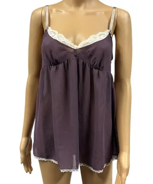 Victorias Secret Purple Lace Cami Adjustable Spaghetti Strap Negligee Top Small thumbnail 8