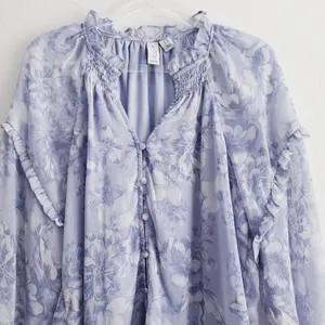 Joie Floral Button Down Long Sleeve Ruffle Blouse thumbnail 2