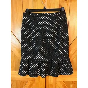 White House Black Market womens skirt black polkadot, ￼trumpet size 0 (3608) thumbnail 2