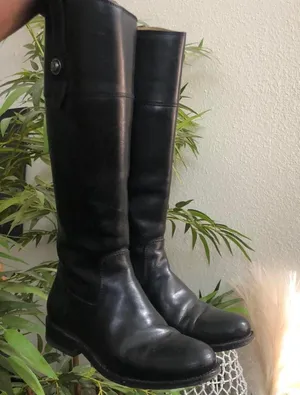 FRYE Jayden Button Tall Knee High Black Leather Campus Equestrian Riding Boots Western Cowboy-Size 7 Comes with box thumbnail 1