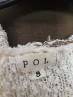 O POL Two-Tone Bouclé Open Cardigan in Cream & Brown Small thumbnail 3