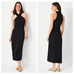 Ann Taylor Crossover Halter Knit Dress Gray NWT Sz S thumbnail 5