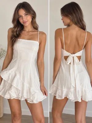 NWT Blue Rain White Ruffle Open Back Mini Dress Size Small thumbnail 2
